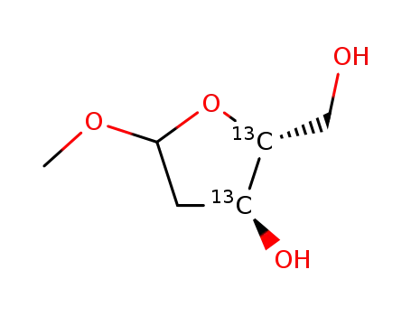 Molecular Structure of 267411-72-3 (methyl [3,4-13C<sub>2</sub>]2-deoxyriboside)