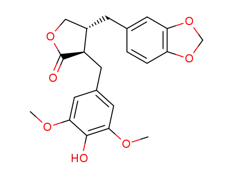 2(3H)-Furanone,
4-(1,3-benzodioxol-5-ylmethyl)dihydro-3-[(4-hydroxy-3,5-dimethoxyphen
yl)methyl]-, (3R,4R)-