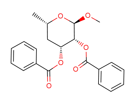 Molecular Structure of 172291-69-9 (methyl 2,3-di-O-benzoyl-4,6-dideoxy-α-L-lyxo-hexopyranoside)