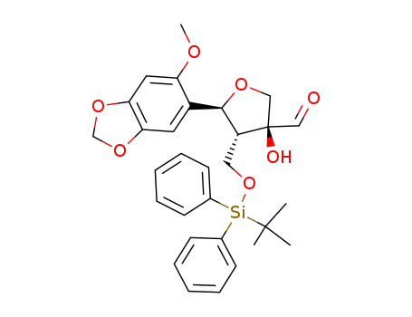 (3S,4R,5S)-4-(tert-Butyl-diphenyl-silanyloxymethyl)-3-hydroxy-5-(6-methoxy-benzo[1,3]dioxol-5-yl)-tetrahydro-furan-3-carbaldehyde