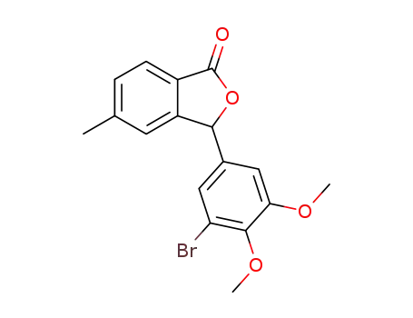 Molecular Structure of 1026621-40-8 (3-(3-bromo-4,5-dimethoxy-phenyl)-5-methyl-3<i>H</i>-isobenzofuran-1-one)