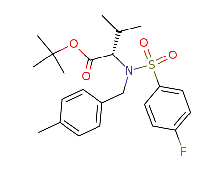 Molecular Structure of 245364-85-6 (2-[(4-fluoro-benzenesulfonyl)-(4-methyl-benzyl)-amino]-3-methyl-butyric acid <i>tert</i>-butyl ester)