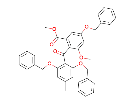 Molecular Structure of 178749-82-1 (5-benzyloxy-2-(2,6-bis-benzyloxy-4-methyl-benzoyl)-3-methoxy-benzoic acid methyl ester)
