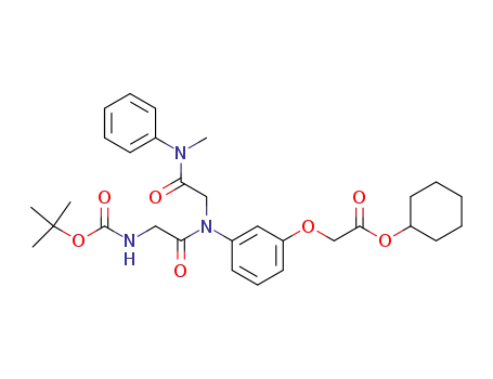 Molecular Structure of 205694-32-2 (cyclohexyl 2-(3-{N-[2-(N-tert-butoxycarbonylamino)acetyl]-N-(N-methyl-N-phenylcarbamoylmethyl)amino}phenoxy)acetate)