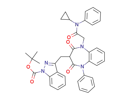 3-[1-(Cyclopropyl-phenyl-carbamoylmethyl)-2,4-dioxo-5-phenyl-2,3,4,5,tetrahydro-1H-benzo[b][1,4]diazepin-3-ylmethyl]-indazole-1-carboxylic acid tert-butyl ester