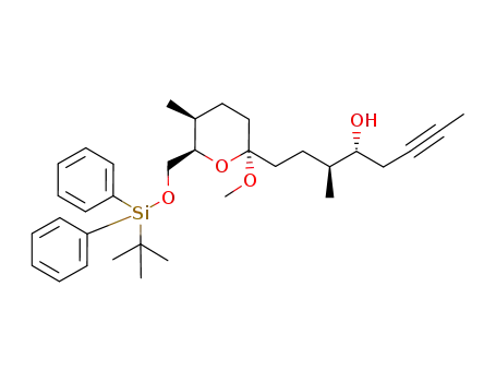 (3S,4R)-1-[(2R,5S,6R)-6(tert-butyl-diphenyl-silanyloxymethyl)-2-methoxy-5-methyl-tetrahydro-pyran-2-yl]-3-methyl-oct-6-yn-4-ol