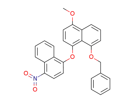 Molecular Structure of 326875-71-2 (5-Benzyloxy-1-methoxy-4-(4-nitro-naphthalen-1-yloxy)-naphthalene)