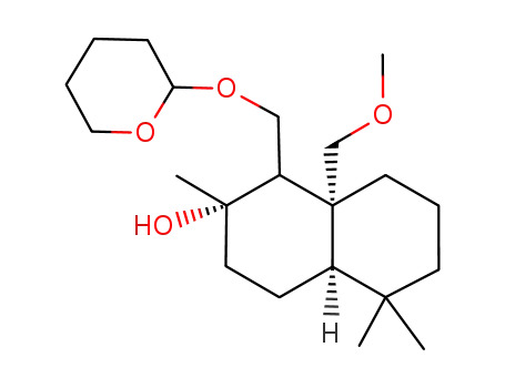 Molecular Structure of 78310-29-9 (2-Naphthalenol,
decahydro-8a-(methoxymethyl)-2,5,5-trimethyl-1-[[(tetrahydro-2H-pyran-
2-yl)oxy]methyl]-)