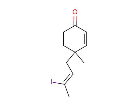 Molecular Structure of 87994-98-7 (2-Cyclohexen-1-one, 4-(3-iodo-2-butenyl)-4-methyl-)