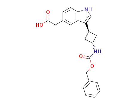 Molecular Structure of 171550-02-0 (3-[trans-N-(benzyloxycarbonyl)cyclobutanamine]-1H-indol-5-ylacetic acid)