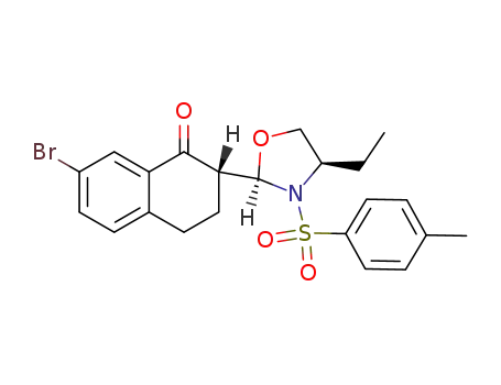 Molecular Structure of 309929-10-0 ([2S,2(2R,4R)]-7-Bromo-2-{4-ethyl-3-[(4-methylbenzene)sulfonyl]-1,3-oxazolidin-2-yl}-1,2,3,4-tetrahydro-1-naphthalenone)