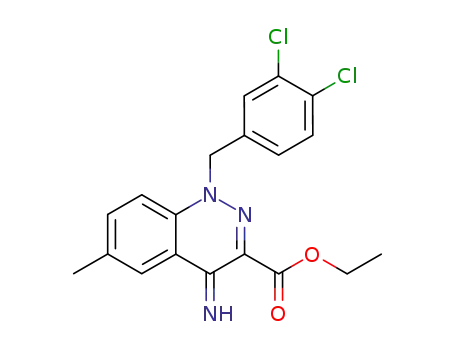 Molecular Structure of 612511-51-0 (3-Cinnolinecarboxylic acid,
1-[(3,4-dichlorophenyl)methyl]-1,4-dihydro-4-imino-6-methyl-, ethyl ester)