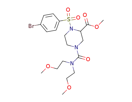 Molecular Structure of 204141-24-2 (4-[bis-(2-methoxy-ethyl)-carbamoyl]-1-(4-bromo-benzenesulfonyl)-piperazine-2-carboxylic acid methyl ester)