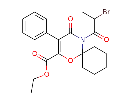 1-Oxa-5-azaspiro[5.5]undec-2-ene-2-carboxylic acid,
5-(2-bromo-1-oxopropyl)-4-oxo-3-phenyl-, ethyl ester