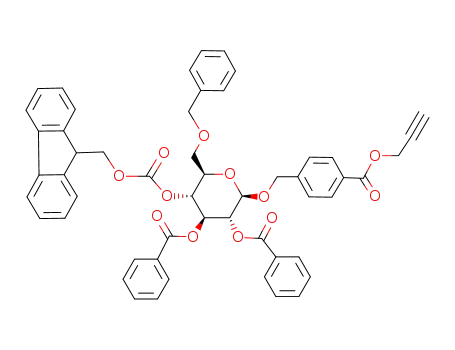 4-[(2R,3R,4S,5R,6R)-3,4-Bis-benzoyloxy-6-benzyloxymethyl-5-(9H-fluoren-9-ylmethoxycarbonyloxy)-tetrahydro-pyran-2-yloxymethyl]-benzoic acid prop-2-ynyl ester