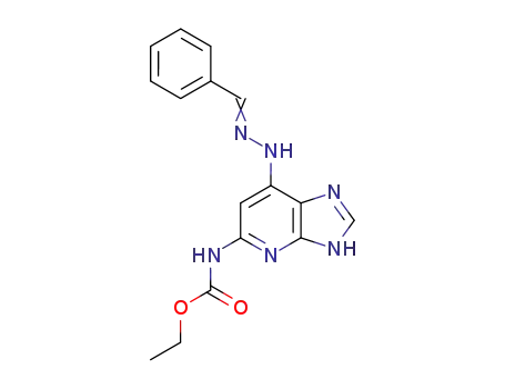 Molecular Structure of 123753-56-0 (Carbamic acid,
[7-[(phenylmethylene)hydrazino]-1H-imidazo[4,5-b]pyridin-5-yl]-, ethyl
ester)