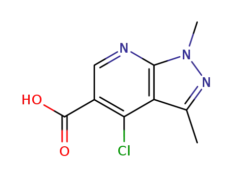 Molecular Structure of 175201-94-2 (4-CHLORO-1,3-DIMETHYLPYRAZOLO[3,4-B]PYRIDINE-5-CARBOXYLIC ACID)