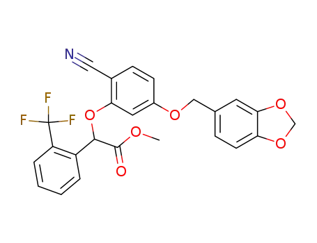 Molecular Structure of 181040-01-7 (methyl (RS)-[5-(1,3-benzodioxol-5-ylmethoxy)-2-cyanophenoxy]-(2-trifluoromethylphenyl)acetate)