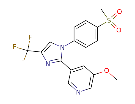 Molecular Structure of 177661-64-2 (3-methoxy-5-[1-[4-(methylsulfonyl)phenyl]-4-(trifluoromethyl)-1H-imidazol-2-yl]pyridine)