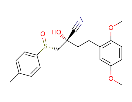 Molecular Structure of 251447-04-8 ((2S,R<sub>S</sub>)-2-cyano-4-(2,5-dimethoxyphenyl)-1-(p-tolylsulfinyl)-2-butanol)