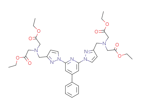 Molecular Structure of 337917-98-3 (Glycine,
N,N'-[(4-phenyl-2,6-pyridinediyl)bis(1H-pyrazole-1,3-diylmethylene)]bis[
N-(2-ethoxy-2-oxoethyl)-, diethyl ester)