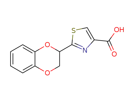 Molecular Structure of 175203-34-6 (2-(2,3-DIHYDRO-1,4-BENZODIOXIN-2-YL)-1,3-THIAZOLE-4-CARBOXYLIC ACID, 90%+)