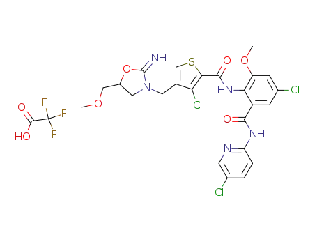 N-(5-chloropyridin-2-yl)-2-[((4-((2-imino-5-(methoxymethyl)oxazolidin-3-yl)methyl)-3-chlorothiophen-2-yl)carbonyl)amino]-3-methoxy-5-chlorobenzamide, trifluoroacetic acid salt