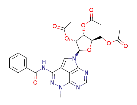 Acetic acid (2R,3R,4R,5R)-4-acetoxy-5-acetoxymethyl-2-(3-benzoylamino-5-methyl-5H-1,4,5,6,8-pentaaza-acenaphthylen-1-yl)-tetrahydro-furan-3-yl ester