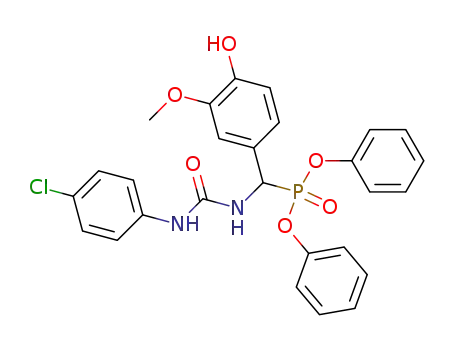 Molecular Structure of 43077-50-5 (Phosphonic acid,
[[[[(4-chlorophenyl)amino]carbonyl]amino](4-hydroxy-3-methoxyphenyl)
methyl]-, diphenyl ester)
