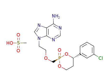 Molecular Structure of 632327-16-3 (9H-Purin-6-amine,9-[2-[[(2S,4S)-4-(3-chlorophenyl)-2-oxido-1,3,2-dioxaphosphorinan-2-yl]methoxy]ethyl]-, monomethanesulfonate)