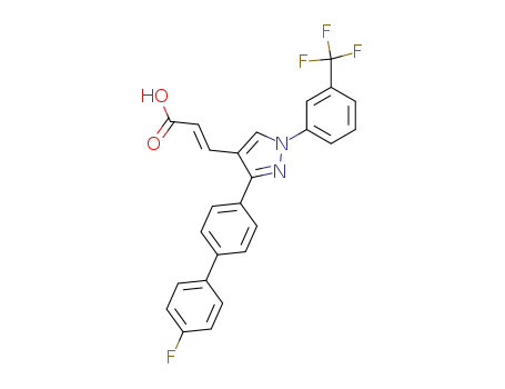 Molecular Structure of 1026504-64-2 (3-[3-(4'-fluoro-biphenyl-4-yl)-1-(3-trifluoromethyl-phenyl)-1<i>H</i>-pyrazol-4-yl]-acrylic acid)