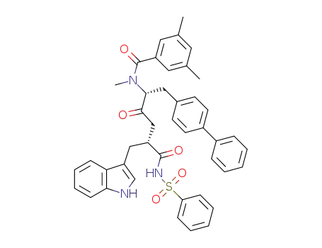 N-Benzenesulfonyl-(R)-5-[N-(3,5-dimethylbenzoyl)-N-methyl-amino]-2-(R)-[(3-indol-yl)methyl]4-oxo-6-(biphenyl-4-yl)-hexanoylamide
