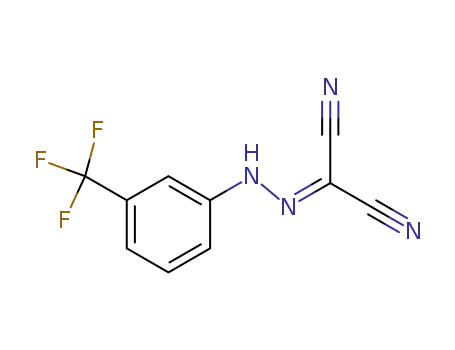 Molecular Structure of 3720-41-0 ((AZA((3-(TRIFLUOROMETHYL)PHENYL)AMINO)METHYLENE)METHANE-1,1-DICARBONITRILE)