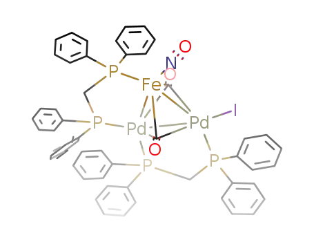 Molecular Structure of 111026-21-2 ({(palladium)2iron(iodo)(μ3-carbonyl)2(nitrosyl)(μ-dppm)2})