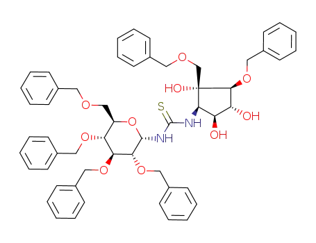 N-(2,3,4,6-Tetra-O-benzyl-α-D-glucopyranosyl)-N'-<<1R-(1α,2β,3α,4β,5β)>-2-(benzyloxy)-1-<(benzyloxy)methyl>-1,3,4-trihydroxycyclopent-5-yl>thiourea