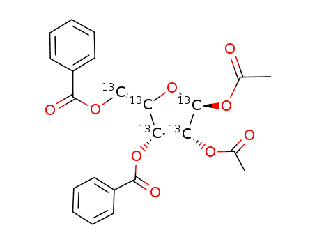 Molecular Structure of 503173-75-9 (<sup>13</sup>C<sub>5</sub>-1′, 2 ′-di-O-acetyl-3 ′ ,5 ′-di-O-benzoyl-β-D-ribofuranose)