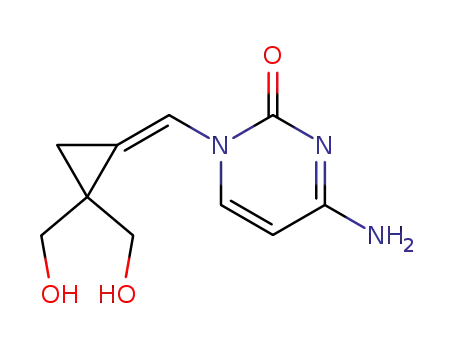 Molecular Structure of 632325-73-6 (2(1H)-Pyrimidinone,
4-amino-1-[(Z)-[2,2-bis(hydroxymethyl)cyclopropylidene]methyl]-)