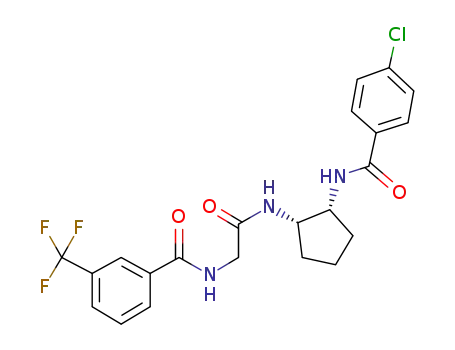 Molecular Structure of 445478-99-9 (N-[2-[[(1S,2R)-2-[(4-Chlorobenzoyl)amino]cyclopentyl]amino]-2-oxoethyl]-3-(trifluoromethyl)benzamide)