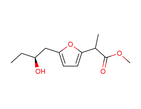 5-<(2S)-Hydroxybutyl>-α(R,S)-methylfuran-2-essigsaeure-methylester