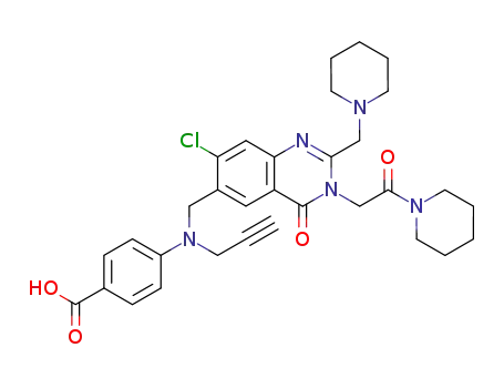 4-{[7-chloro-4-oxo-3-(2-oxo-2-piperidin-1-yl-ethyl)-2-piperidin-1-ylmethyl-3,4-dihydro-quinazolin-6-ylmethyl]-prop-2-ynyl-amino}-benzoic acid