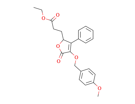 Molecular Structure of 100474-52-0 (3-[4-(4-Methoxy-benzyloxy)-5-oxo-3-phenyl-2,5-dihydro-furan-2-yl]-propionic acid ethyl ester)