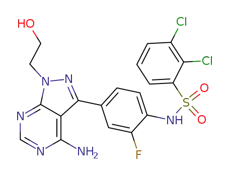 N<sub>1</sub>-4-[4-amino-1-(2-hydroxyethyl)-1H-pyrazolo[3,4-d]pyrimidin-3-yl]-2-fluorophenyl-2,3-dichloro-1-benzenesulfonamide