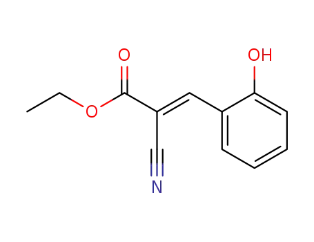 Molecular Structure of 128720-08-1 (2-Propenoic acid, 2-cyano-3-(2-hydroxyphenyl)-, ethyl ester, (2E)-)