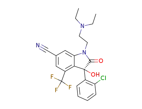 (-)-3-(2-chlorophenyl)-6-cyano-1-(2-diethylaminoethyl)-(3R)-hydroxy-4-trifluoromethyloxindole