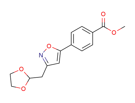 Molecular Structure of 467221-25-6 (4-(3-[1,3]dioxolan-2-ylmethyl-isoxazol-5-yl)-benzoic acid methyl ester)