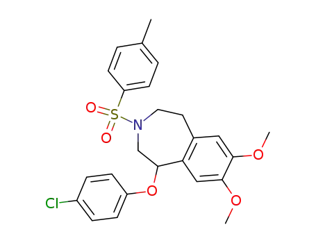 Molecular Structure of 89739-89-9 (1H-3-Benzazepine,
1-(4-chlorophenoxy)-2,3,4,5-tetrahydro-7,8-dimethoxy-3-[(4-methylphen
yl)sulfonyl]-)