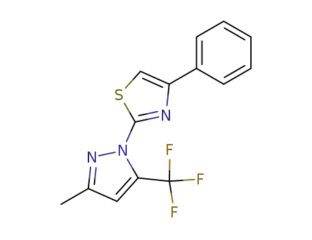 Molecular Structure of 141177-76-6 (Thiazole, 2-[3-methyl-5-(trifluoromethyl)-1H-pyrazol-1-yl]-4-phenyl-)