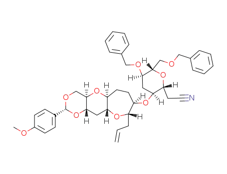 {(2R,3S,5R,6S)-3-[(2R,4aR,5aS,8R,9S,10aR,11aS)-9-Allyl-2-(4-methoxy-phenyl)-decahydro-1,3,5,10-tetraoxa-cyclohepta[b]naphthalen-8-yloxy]-5-benzyloxy-6-benzyloxymethyl-tetrahydro-pyran-2-yl}-acetonitrile