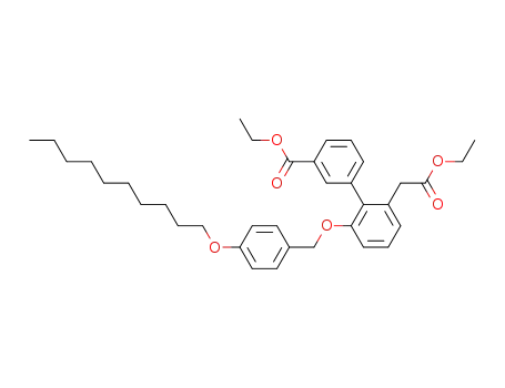 3'-carboethoxy-2-[4-decyloxyphenyl]methoxy-[1,1'-biphenyl]-6-acetic acid, ethyl ester