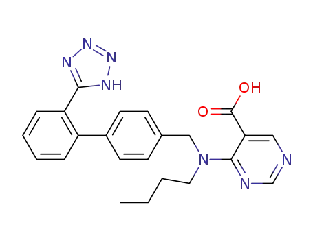 Molecular Structure of 141872-46-0 (4-[BUTYL([2'-(1H-TETRAZOL-5-YL)[1,1'-BIPHENYL]-4-YL]METHYL)AMINO]-5-PYRIMIDINECARBOXYLIC ACID)